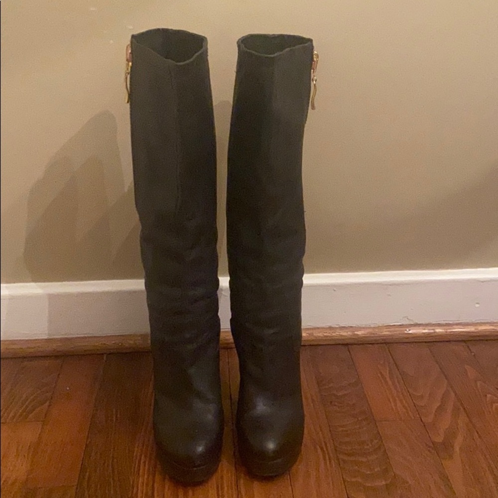 Steve Madden Leather Wedge Boots (Black)